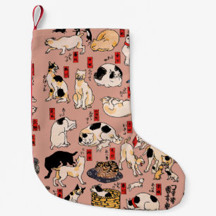 japanese cats Ukiyo-e Funny kitty Small Christmas Stocking