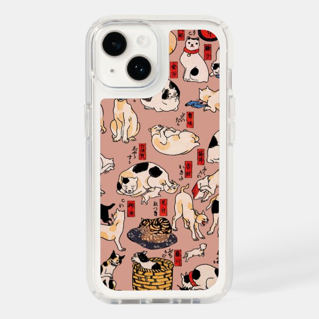 japanese cats Ukiyo-e Funny kitty Speck iPhone Case (Front)