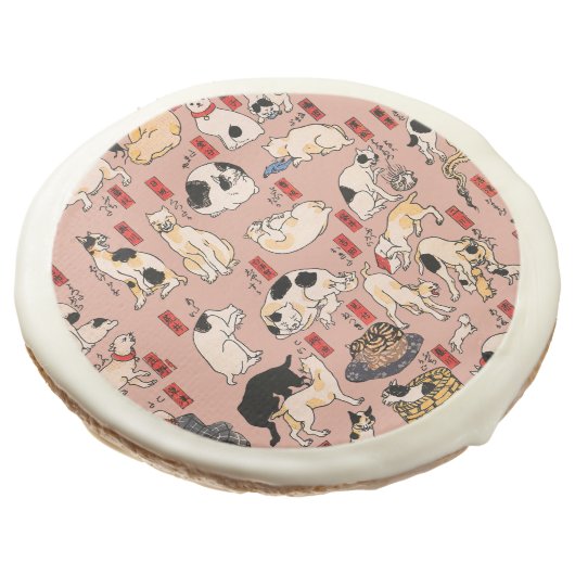 japanese cats Ukiyo-e Funny kitty Sugar Cookie (Angled)