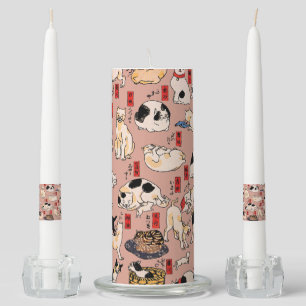 japanese cats Ukiyo-e Funny kitty Unity Candle Set