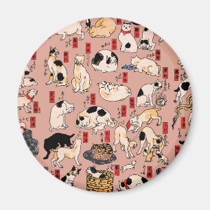 Japanese Cats Ukiyo-e Funny Magnet