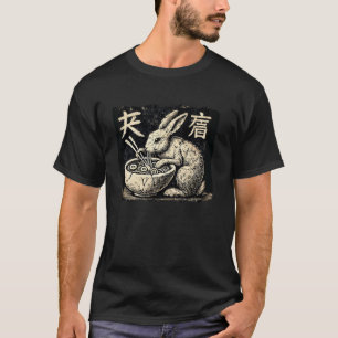 Japanese Cave Art Wildlife Noodle Lover Rabbit Ram T-Shirt