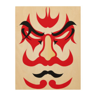 Japanese charm∣Traditional Kabuki Theater Makeup Wood Wall Art