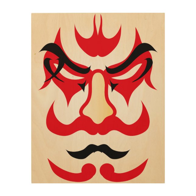 Japanese charm∣Traditional Kabuki Theater Makeup Wood Wall Art (Front)