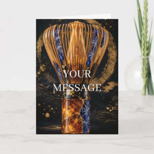 Japanese Chasen Tea Whisk Gold Art Personalized Card