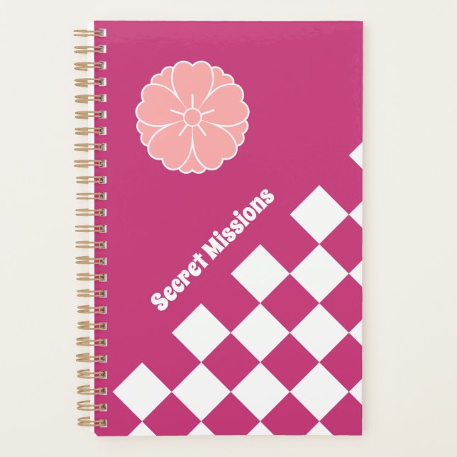 Japanese Checkerboard & Sakura Blossom Crest Planner (Front)