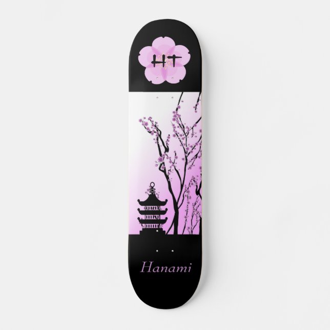 Japanese Cherry Blossom 7 7/8" Monogram Skateboard (Front)
