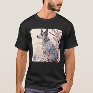 Japanese Cherry Blossom Australian Cattle Dog Saku T-Shirt