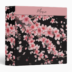Japanese Cherry Blossom Blush Pink white 3 Ring Binder