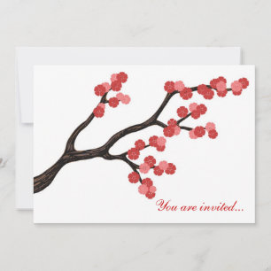 Japanese Cherry Blossom branch design in pink. Invitation