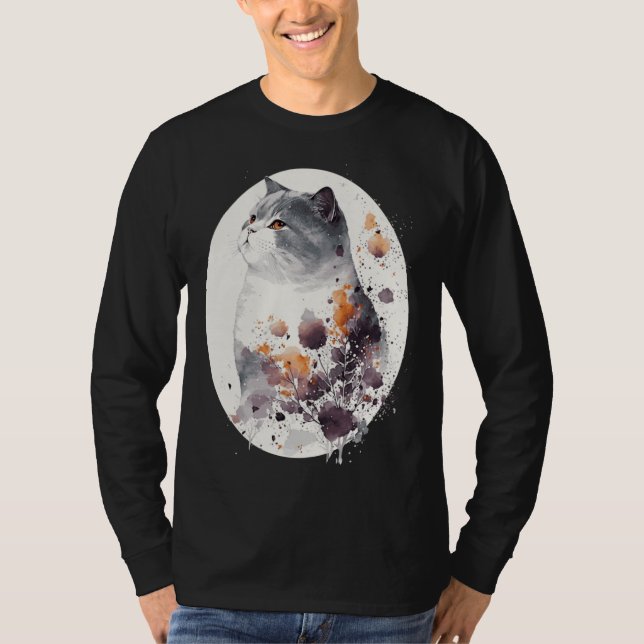 Japanese Cherry Blossom British Shorthair Cat Saku T-Shirt (Front)