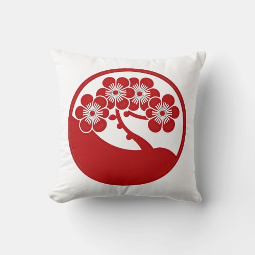 Japanese Cherry Blossom Crest _ Sakura Kamon  Throw Pillow