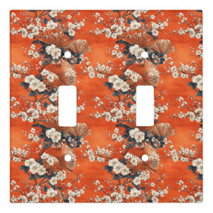 Japanese Cherry Blossom Fan Pattern (1) Light Switch Cover