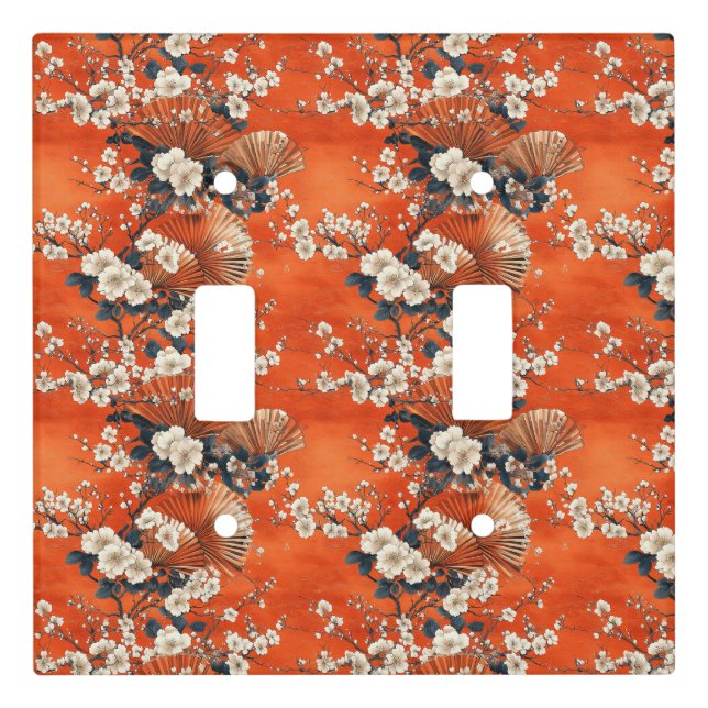 Japanese Cherry Blossom Fan Pattern (1) Light Switch Cover (Front)