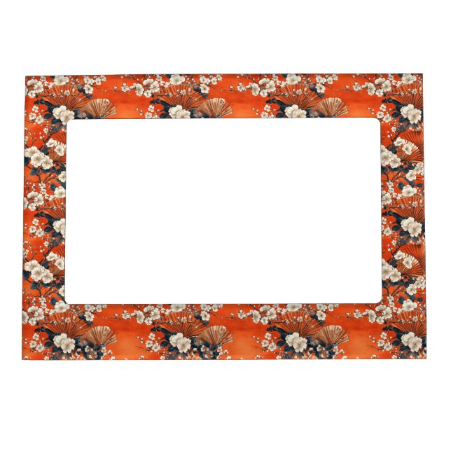 Japanese Cherry Blossom Fan Pattern (1) Magnetic Frame (Front)