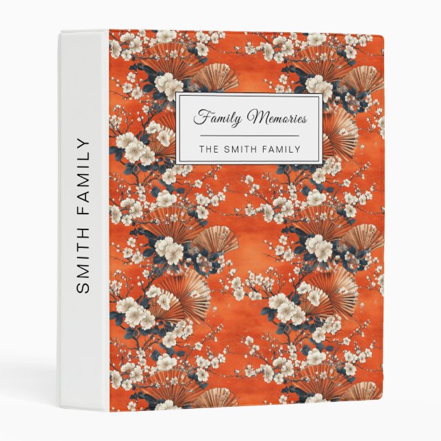 Japanese Cherry Blossom Fan Pattern (1) Mini Binder (Front/Spine)