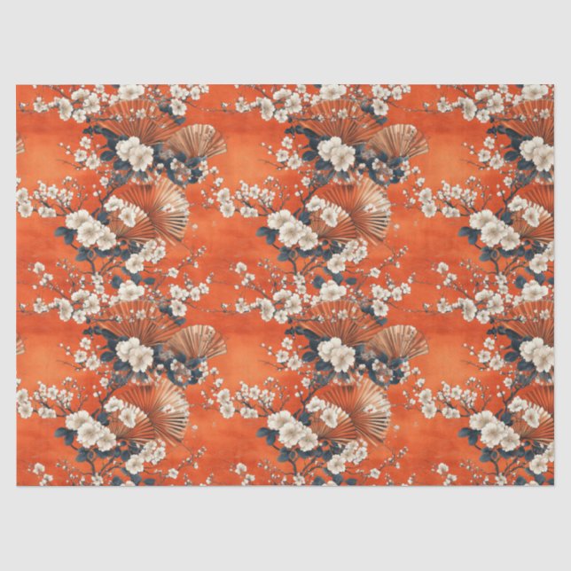 Japanese Cherry Blossom Fan Pattern (1) Tissue Paper (Front)