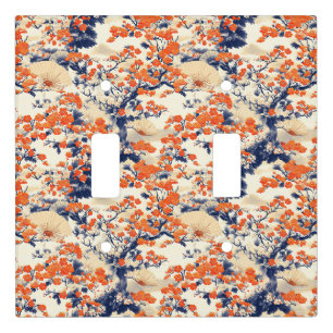 Japanese Cherry Blossom Fan Pattern (2) Light Switch Cover