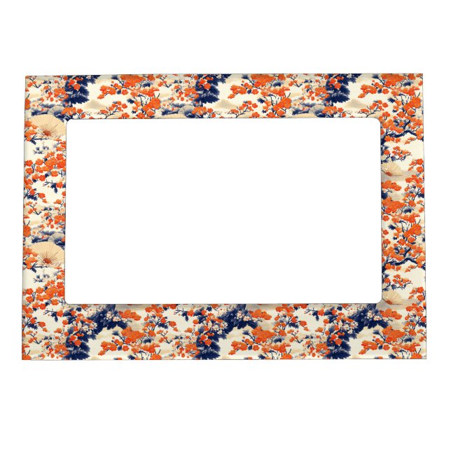 Japanese Cherry Blossom Fan Pattern (2) Magnetic Frame (Front)