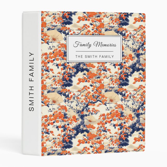 Japanese Cherry Blossom Fan Pattern (2) Mini Binder (Front/Spine)