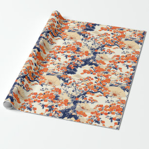 Japanese Cherry Blossom Fan Pattern (2) Wrapping Paper