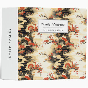 Japanese Cherry Blossom Fan Pattern (3) 3 Ring Binder