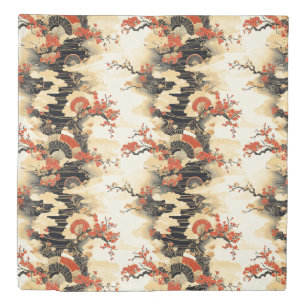 Japanese Cherry Blossom Fan Pattern (3) Duvet Cover