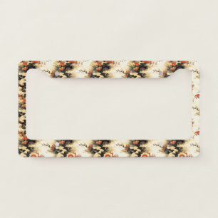 Japanese Cherry Blossom Fan Pattern (3) License Plate Frame
