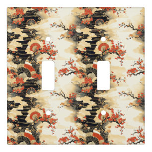 Japanese Cherry Blossom Fan Pattern (3) Light Switch Cover