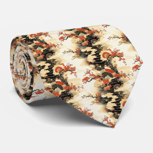 Japanese Cherry Blossom Fan Pattern (3) Neck Tie