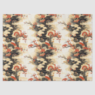 Japanese Cherry Blossom Fan Pattern (3) Tissue Paper