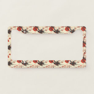 Japanese Cherry Blossom Fan Pattern (4) License Plate Frame