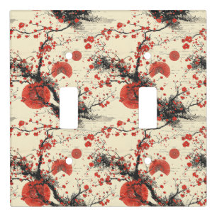 Japanese Cherry Blossom Fan Pattern (4) Light Switch Cover