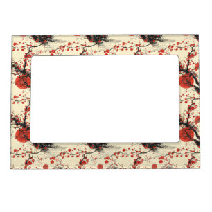 Japanese Cherry Blossom Fan Pattern (4) Magnetic Frame