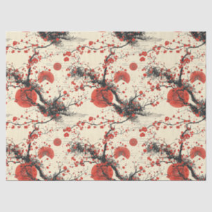 Japanese Cherry Blossom Fan Pattern (4) Tissue Paper