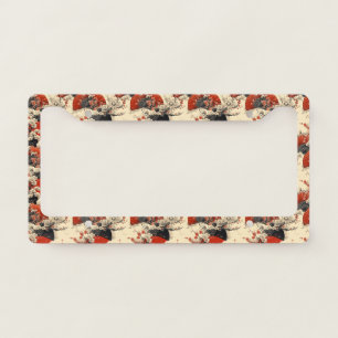 Japanese Cherry Blossom Fan Pattern (5) License Plate Frame