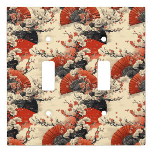 Japanese Cherry Blossom Fan Pattern (5) Light Switch Cover