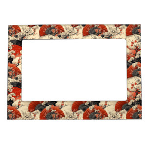 Japanese Cherry Blossom Fan Pattern (5) Magnetic Frame