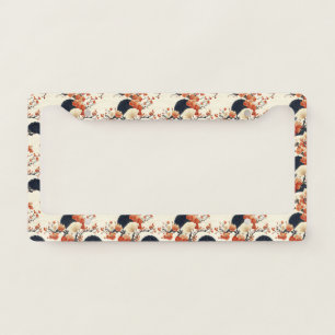 Japanese Cherry Blossom Fan Pattern (6) License Plate Frame