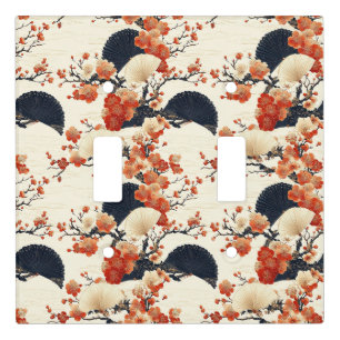 Japanese Cherry Blossom Fan Pattern (6) Light Switch Cover