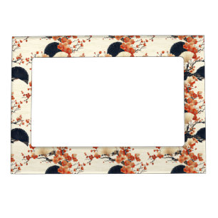 Japanese Cherry Blossom Fan Pattern (6) Magnetic Frame