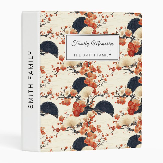 Japanese Cherry Blossom Fan Pattern (6) Mini Binder (Front/Spine)