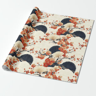 Japanese Cherry Blossom Fan Pattern (6) Wrapping Paper