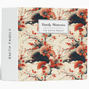 Japanese Cherry Blossom Fan Pattern (7) 3 Ring Binder