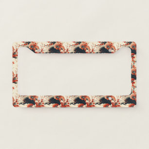 Japanese Cherry Blossom Fan Pattern (7) License Plate Frame