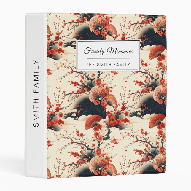 Japanese Cherry Blossom Fan Pattern (7) Mini Binder (Front/Spine)