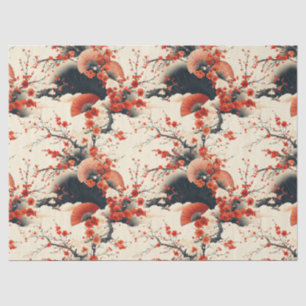 Japanese Cherry Blossom Fan Pattern (7) Tissue Paper