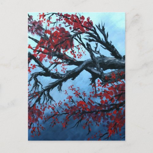 japanese cherry blossom flower tree  oriental art postcard