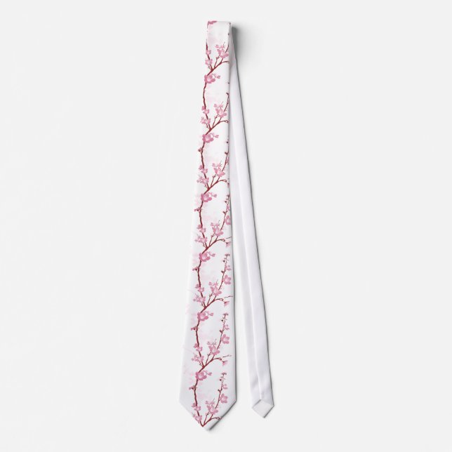 Japanese cherry blossom, gentle pink flower,girly, neck tie (Front)