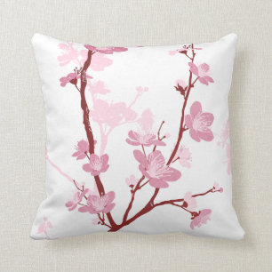 Japanese cherry blossom, gentle pink flower,girly, throw pillow
